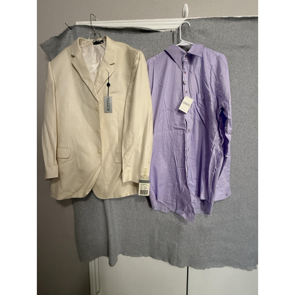 Gianfranco Ruffini Blazer Sport Coat Mens 48L White 100% Silk Herringbone Jacket